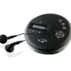 GPX PC332B Personal CD Player With FM Radio, 1.1"H x 5.51"W x 5.51"D, Black