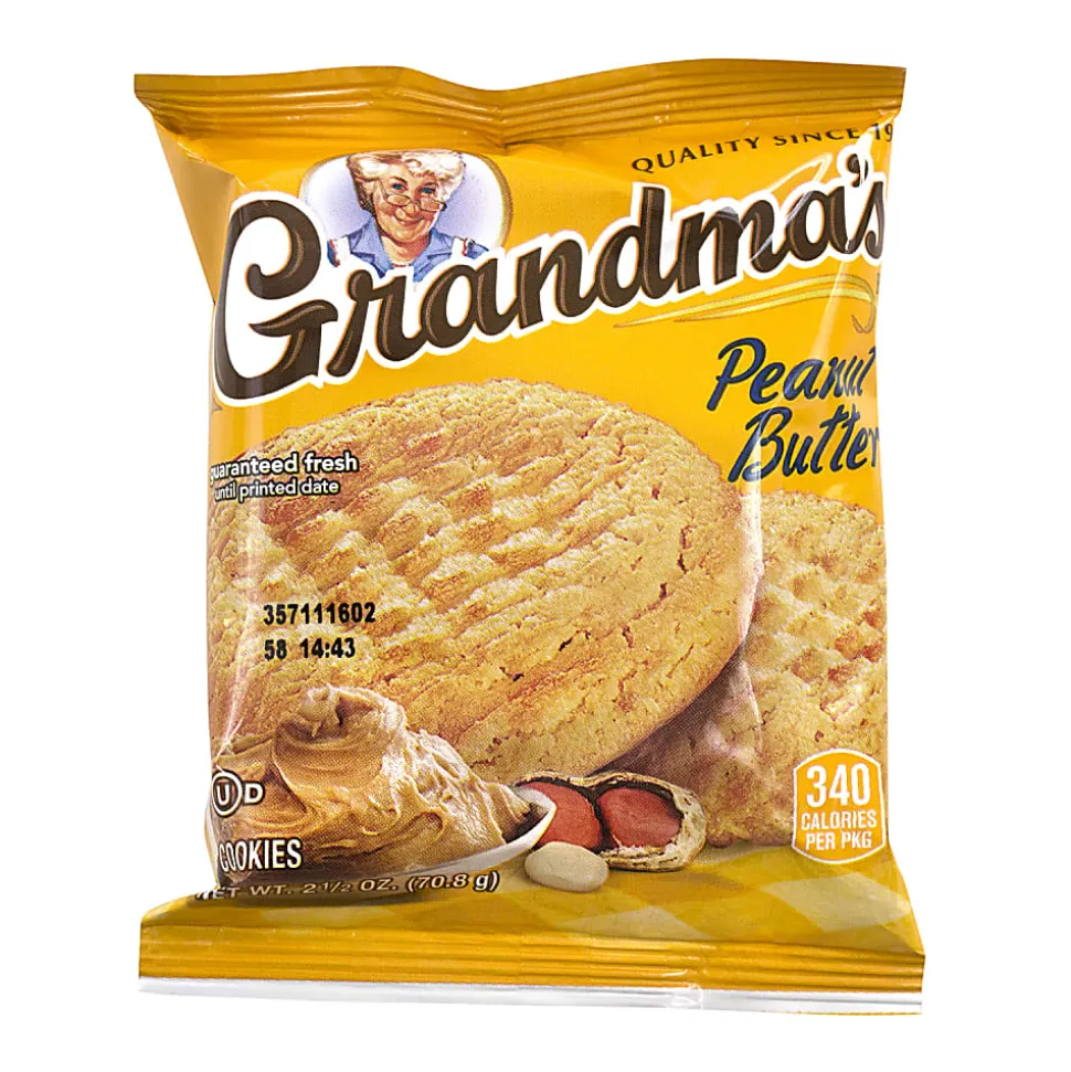 Grandma's Big Cookie Peanut Butter Cookies, 2.5 Oz, 2 Cookies Per Pack. Box of 60 Packs