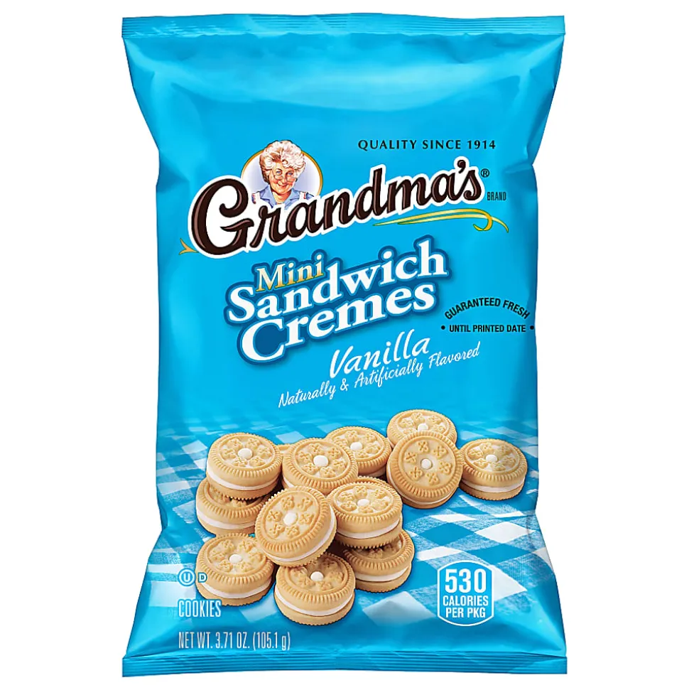 Grandma's Vanilla Mini Sandwich Crèmes, 3.71 Oz Bag, Box Of 24 Bags