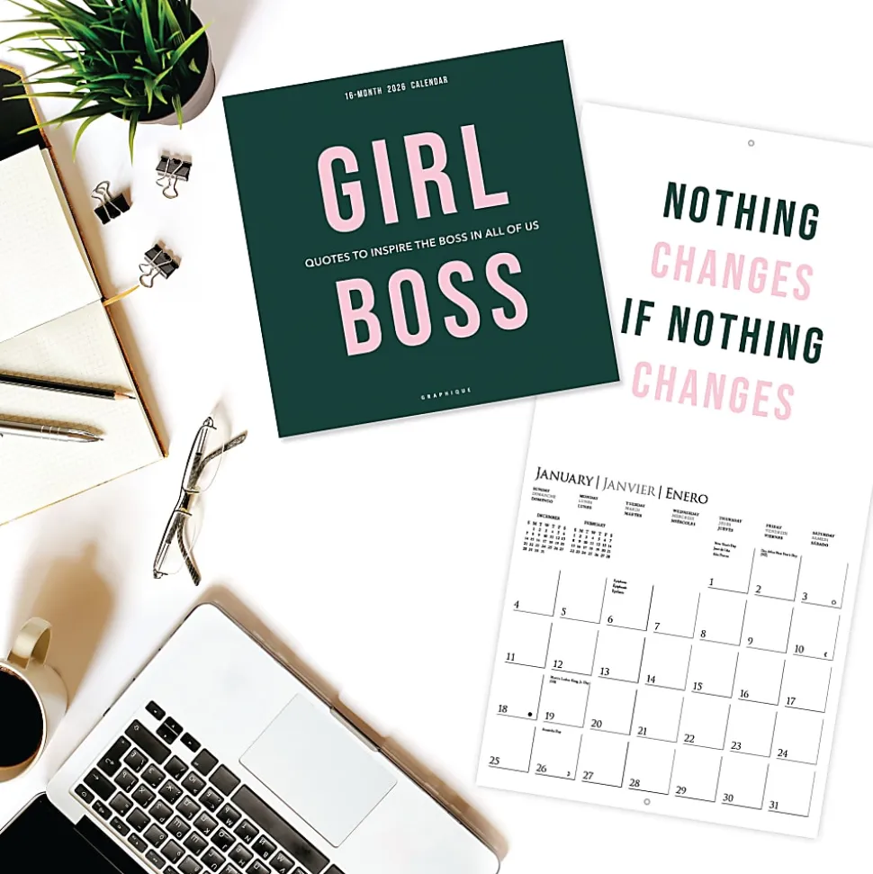2026 Graphique Inspirational Monthly Wall Calendar, Girl Boss, 12" x 12", January To December, CY85526