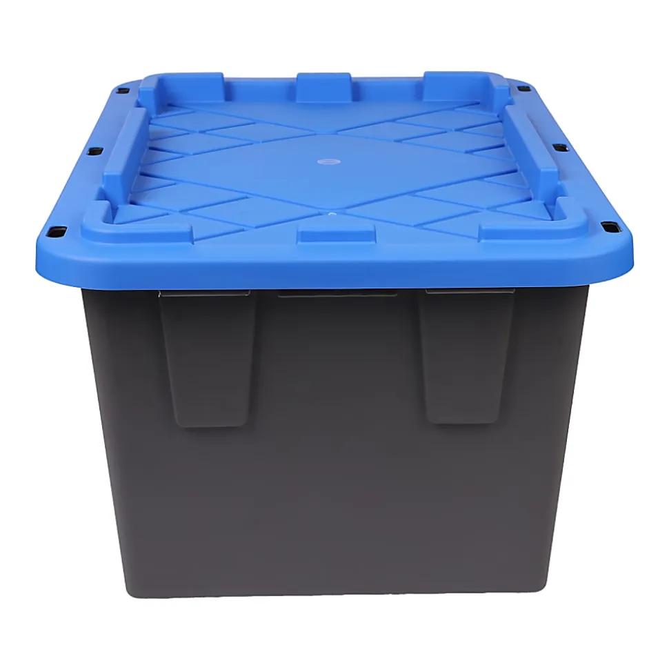 GreenMade® Professional Storage Tote With Handles/Snap Lid, 14-3/4”H x 20-1/4”W x 30-1/10”L, Gray/Blue