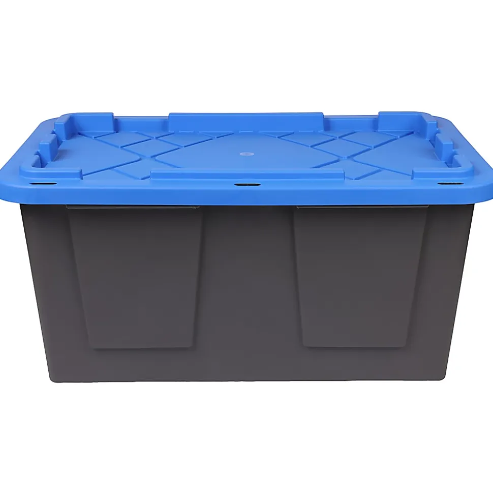 GreenMade® Professional Storage Tote With Handles/Snap Lid, 14-3/4”H x 20-1/4”W x 30-1/10”L, Gray/Blue