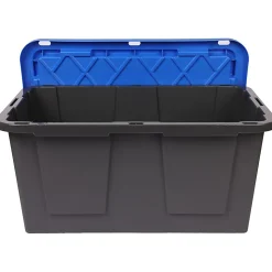 GreenMade® Professional Storage Tote With Handles/Snap Lid, 14-3/4”H x 20-1/4”W x 30-1/10”L, Gray/Blue