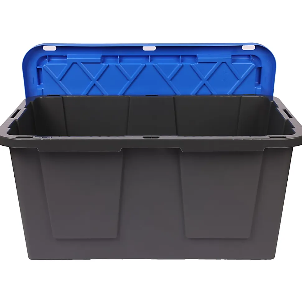 GreenMade® Professional Storage Tote With Handles/Snap Lid, 14-3/4”H x 20-1/4”W x 30-1/10”L, Gray/Blue