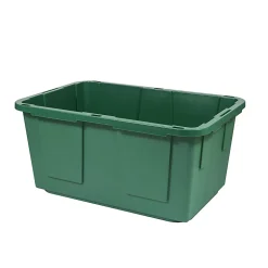 GreenMade® Professional Storage Tote With Handles/Snap Lid, 14-3/4”H x 20-1/4”W x 30-1/10”L, 27-Gallon, Green/Red