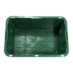 GreenMade® Professional Storage Tote With Handles/Snap Lid, 14-3/4”H x 20-1/4”W x 30-1/10”L, 27-Gallon, Green/Red