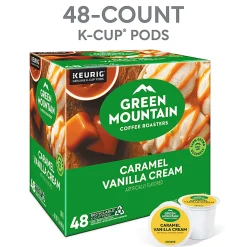 Green Mountain Coffee® Caramel Vanilla Cream Coffee K-Cup® Pods, Light Roast, Box Of 48 Pods