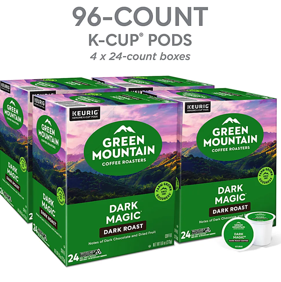 Green Mountain Coffee Dark Magic Extra-Bold Coffee Single Serve K-Cup, 24 Per Box, Case of 4 Boxes