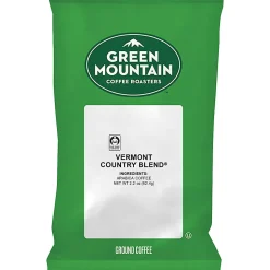 Green Mountain Coffee® Ground Coffee, Fair Trade Vermont Country Blend®, 2.2 Oz Per Bag, Carton Of 100 Bags