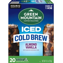 Green Mountain Coffee Iced Cold Brew Coffee Keurig K-Cup Pods, Single Serve, Almond Vanilla, Pack Of 20 Pods