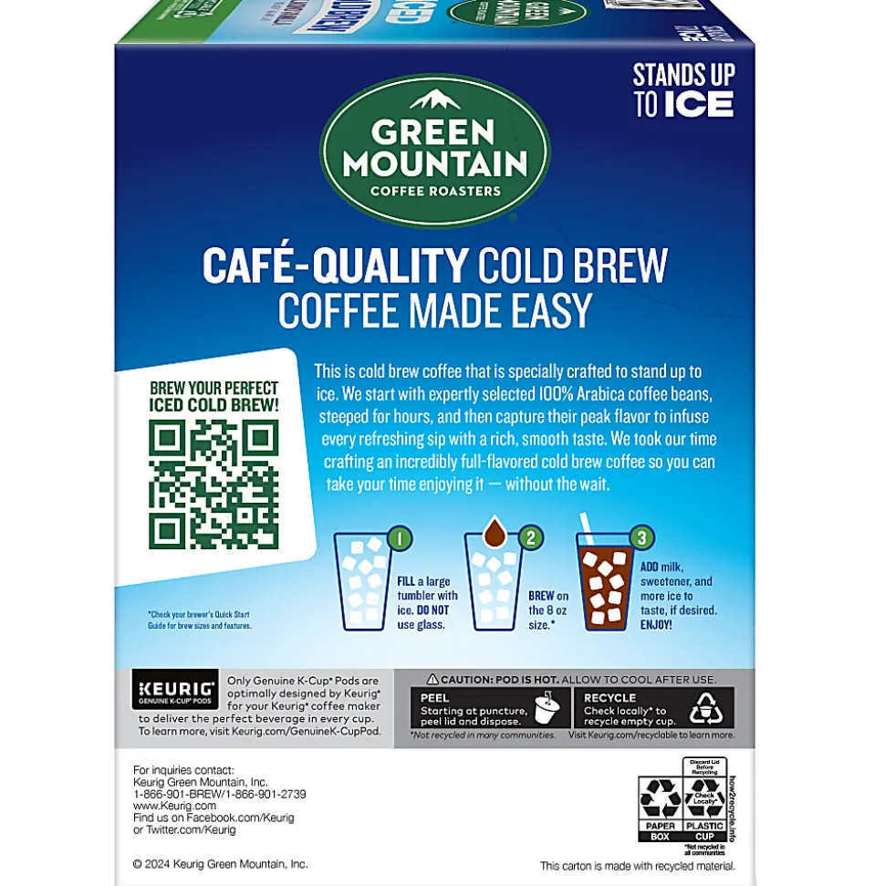 Green Mountain Coffee Iced Cold Brew Coffee Keurig K-Cup Pods, Single Serve, Almond Vanilla, Pack Of 20 Pods