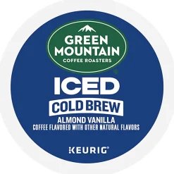 Green Mountain Coffee Iced Cold Brew Coffee Keurig K-Cup Pods, Single Serve, Almond Vanilla, Pack Of 20 Pods