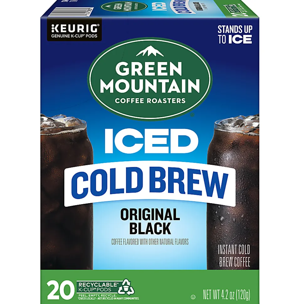 Green Mountain Coffee Iced Cold Brew Coffee Keurig K-Cup Pods, Single Serve, Original Black, Pack Of 20 Pods