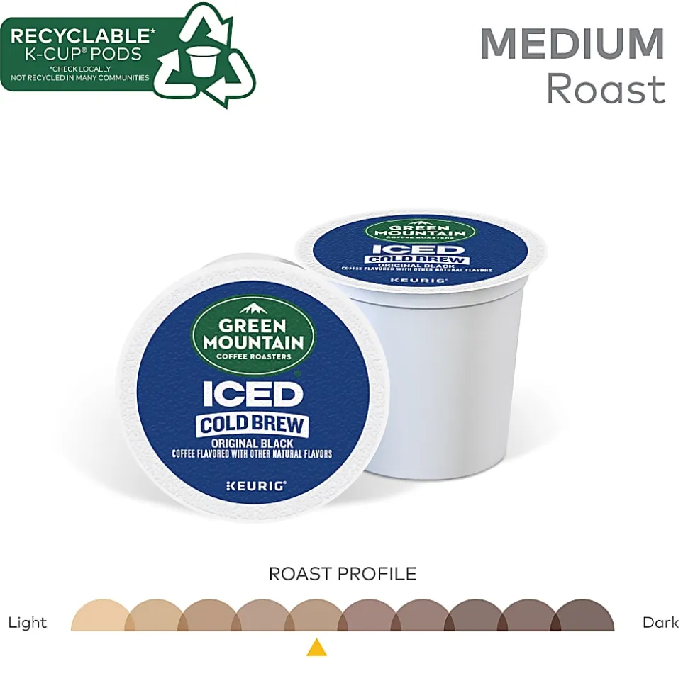 Green Mountain Coffee Iced Cold Brew Coffee Keurig K-Cup Pods, Single Serve, Original Black, Pack Of 20 Pods