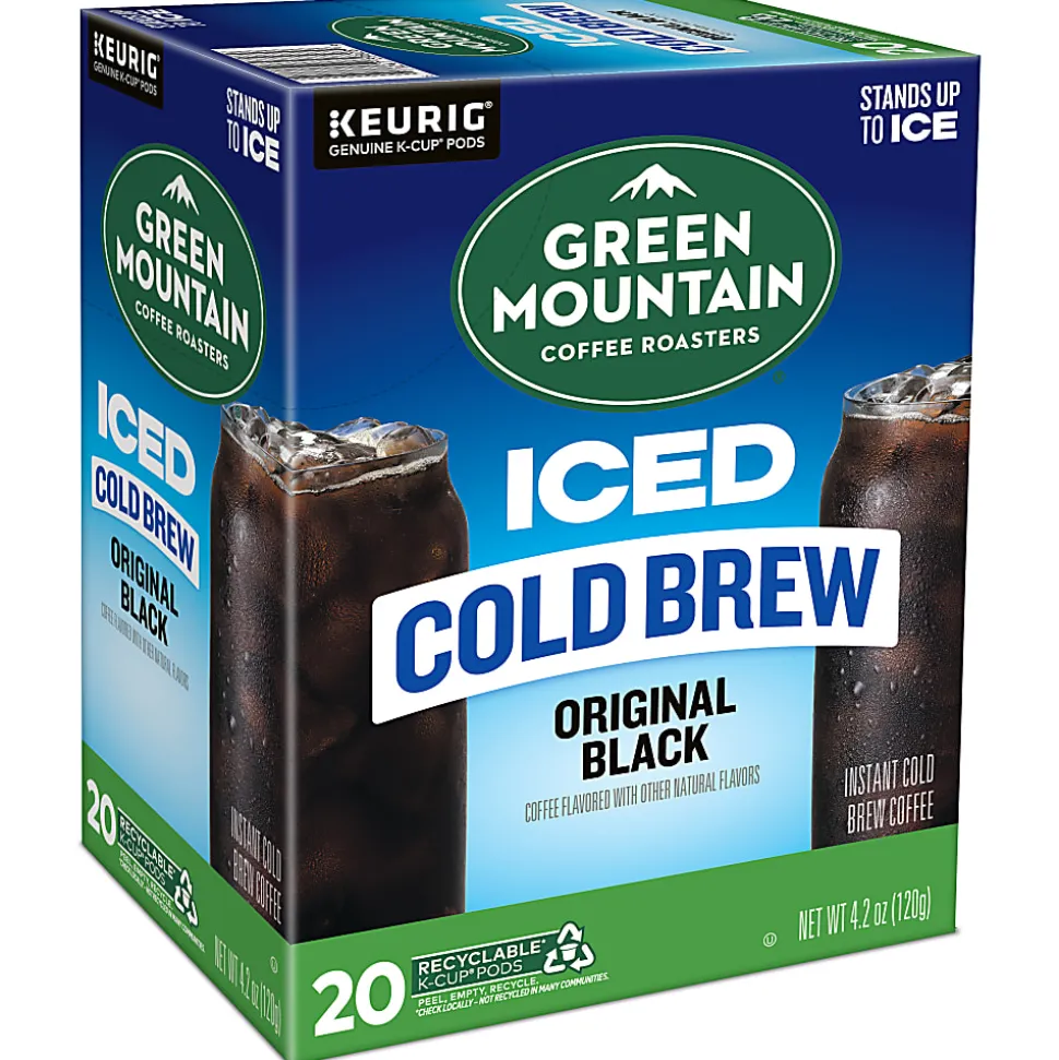 Green Mountain Coffee Iced Cold Brew Coffee Keurig K-Cup Pods, Single Serve, Original Black, Pack Of 20 Pods
