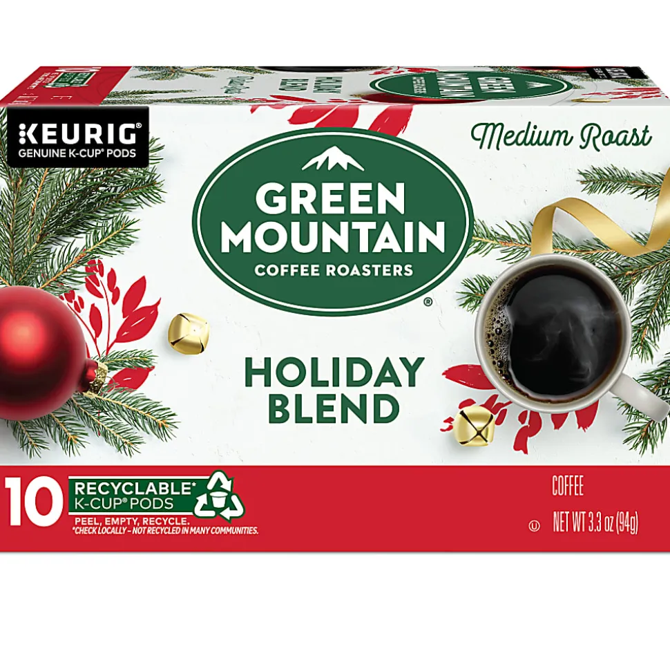 Green Mountain Coffee Roasters Holiday Blend Single-Serve K-Cup Pods, Medium Roast, Pack Of 10 Pods
