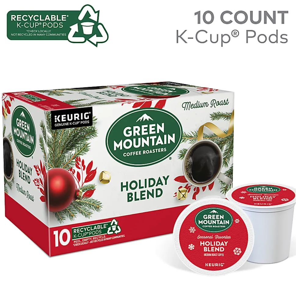 Green Mountain Coffee Roasters Holiday Blend Single-Serve K-Cup Pods, Medium Roast, Pack Of 10 Pods