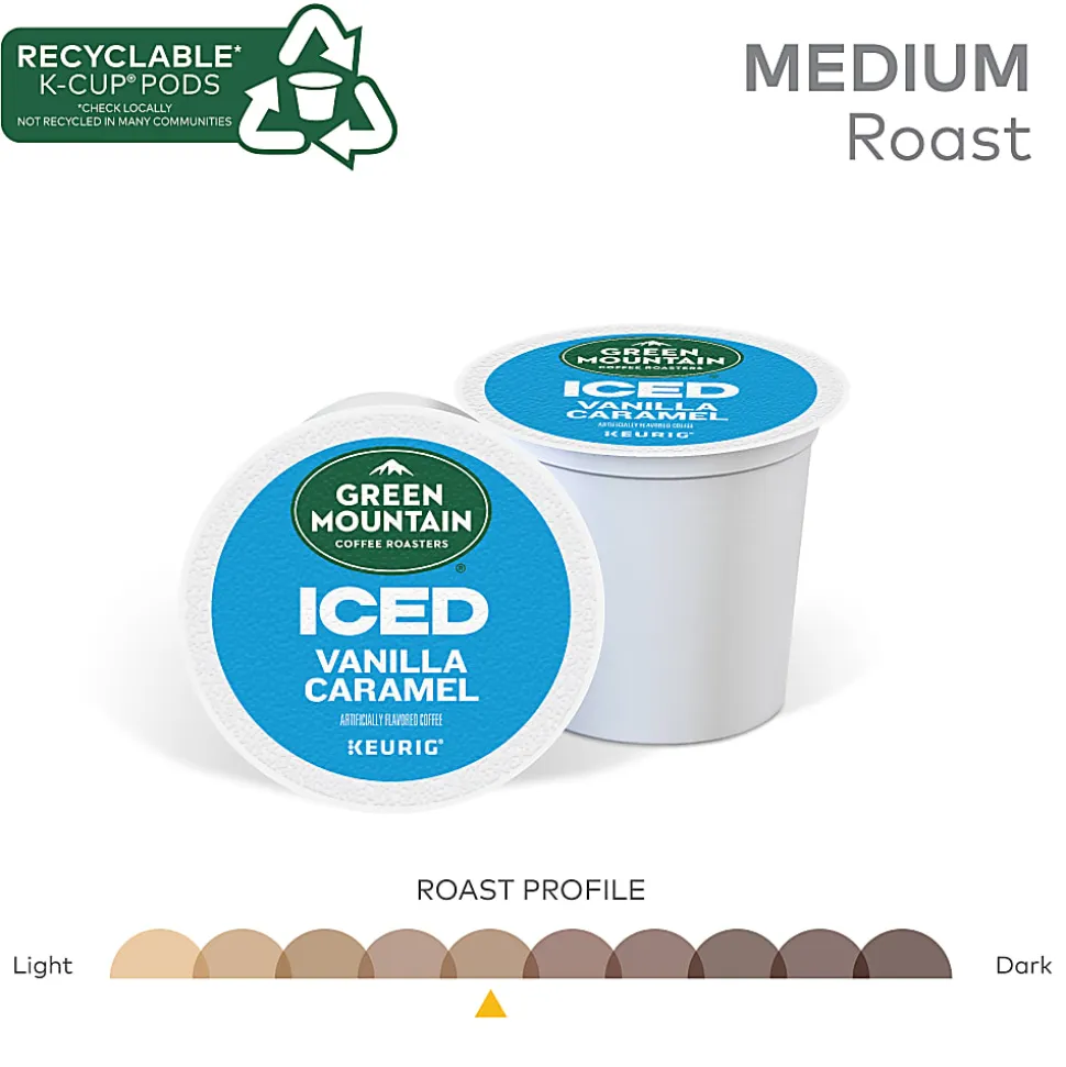 Green Mountain Coffee Roasters ICED Vanilla Caramel Single Serve Keurig K-Cup Pods, Pack Of 10 Pods