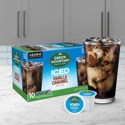 Green Mountain Coffee Roasters ICED Vanilla Caramel Single Serve Keurig K-Cup Pods, Pack Of 10 Pods