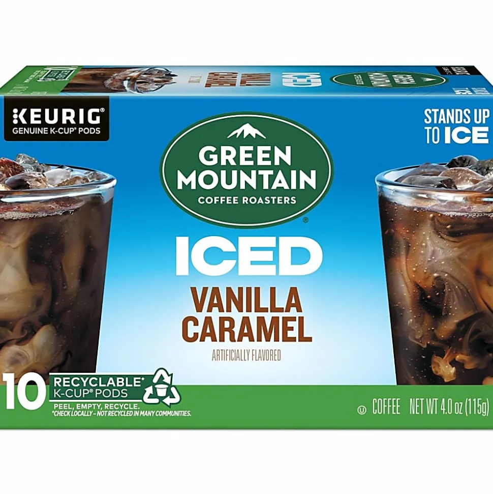 Green Mountain Coffee Roasters ICED Vanilla Caramel Single Serve Keurig K-Cup Pods, Pack Of 10 Pods