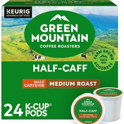 Green Mountain Coffee Roasters Half Caff Coffee, Keurig Single-Serve K-Cup Pods, Medium Roast, 24 Count