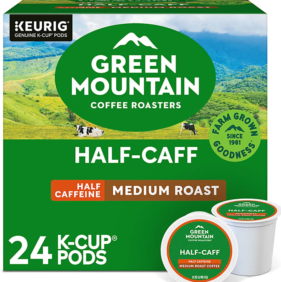 Green Mountain Coffee Roasters Half Caff Coffee, Keurig Single-Serve K-Cup Pods, Medium Roast, 24 Count