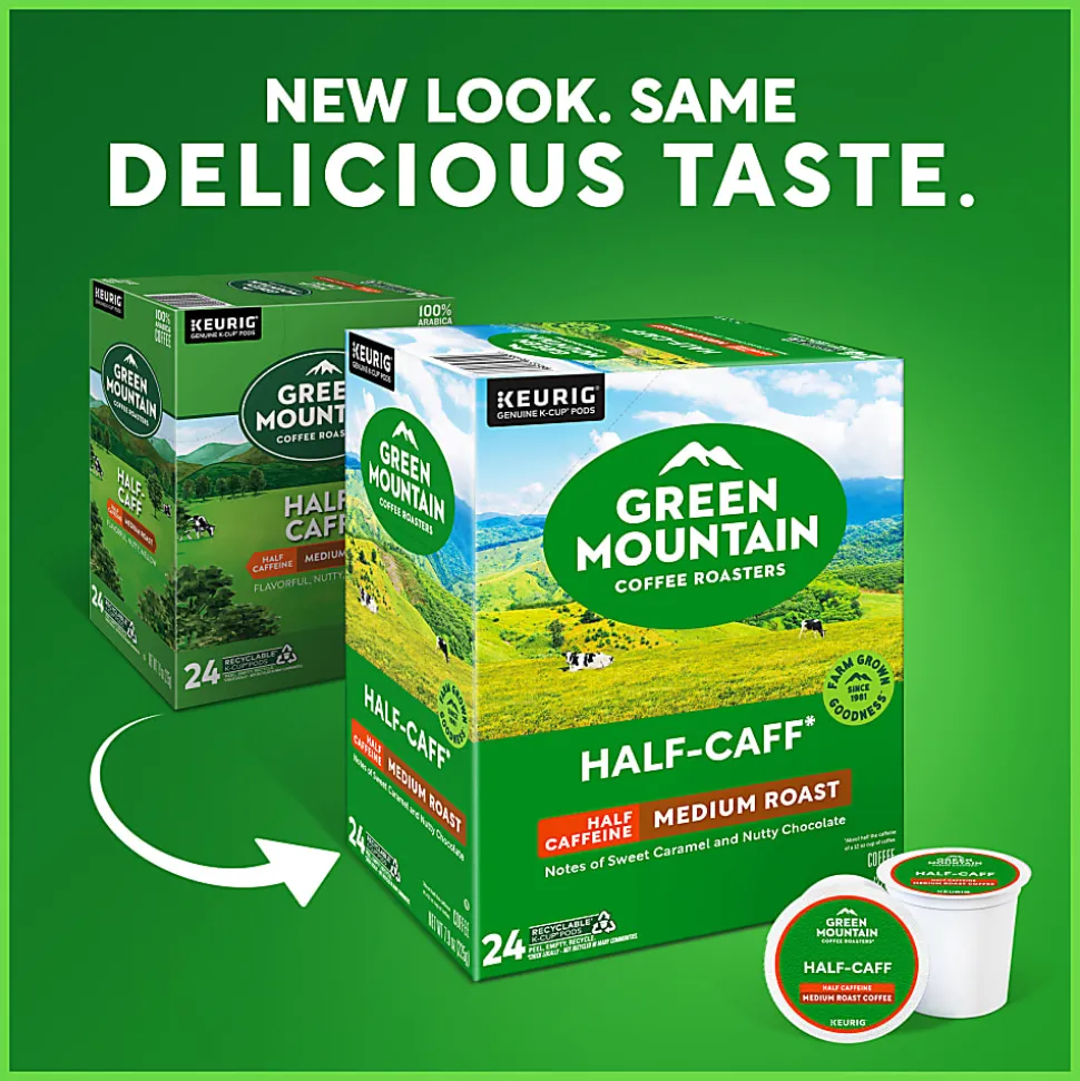 Green Mountain Coffee Roasters Half Caff Coffee, Keurig Single-Serve K-Cup Pods, Medium Roast, 24 Count