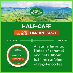 Green Mountain Coffee Roasters Half Caff Coffee, Keurig Single-Serve K-Cup Pods, Medium Roast, 24 Count