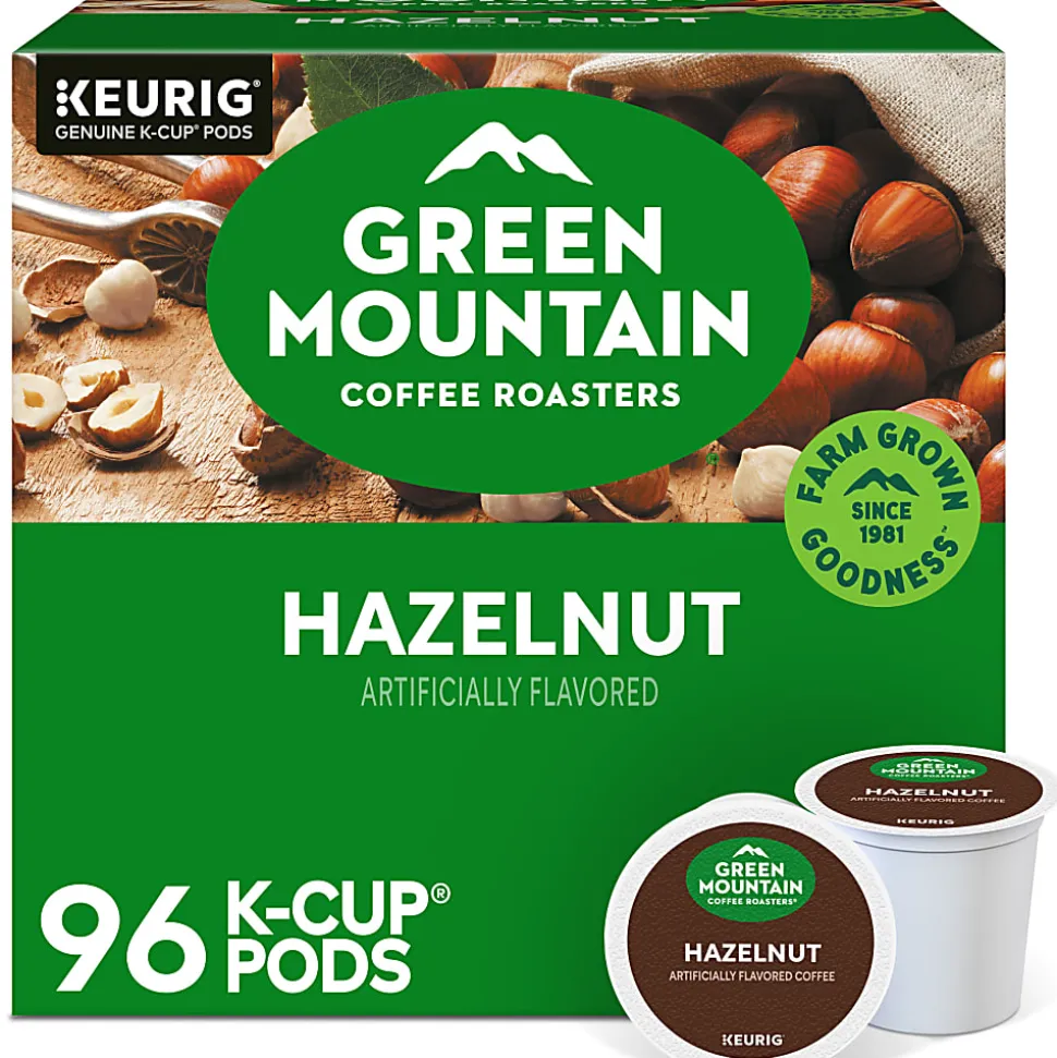 Green Mountain Coffee Roasters® Single-Serve Coffee K-Cup® Pods, Hazelnut, Carton Of 96, 4 Boxes of 24 Pods