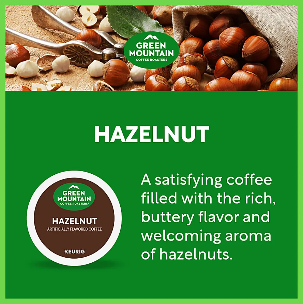 Green Mountain Coffee Roasters® Single-Serve Coffee K-Cup® Pods, Hazelnut, Carton Of 96, 4 Boxes of 24 Pods