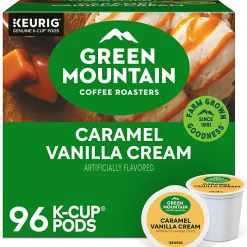 Green Mountain Coffee Roasters® Single-Serve Coffee K-Cup®, Caramel Vanilla, Carton Of 96, 4 Boxes of 24 pods