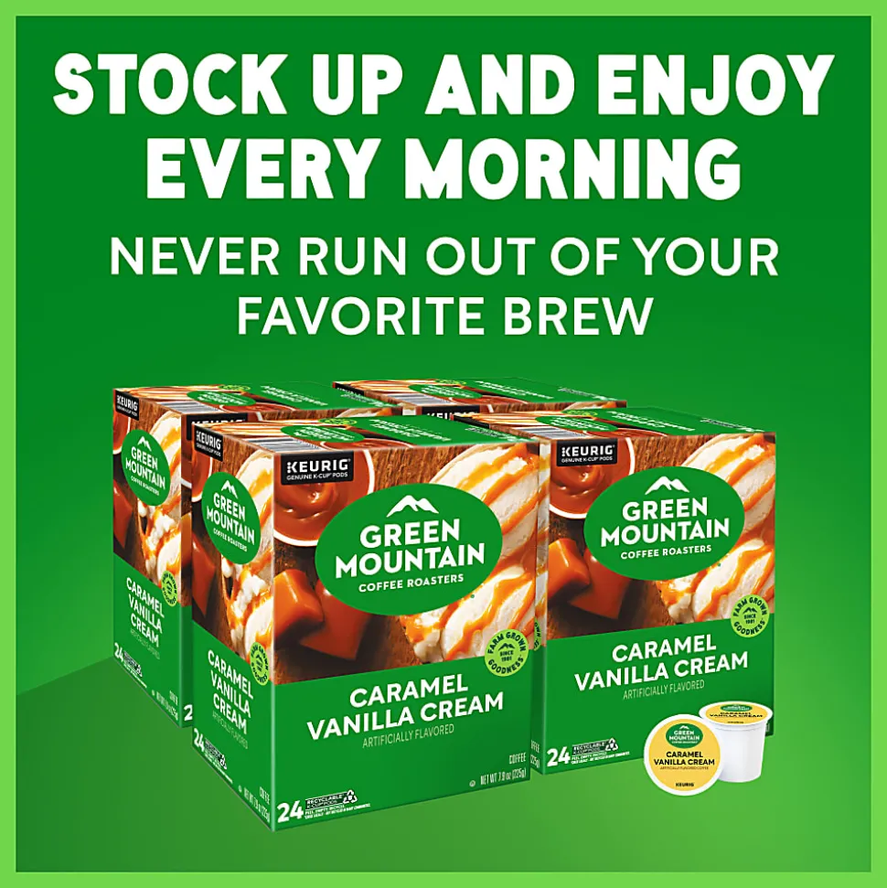 Green Mountain Coffee Roasters® Single-Serve Coffee K-Cup®, Caramel Vanilla, Carton Of 96, 4 Boxes of 24 pods