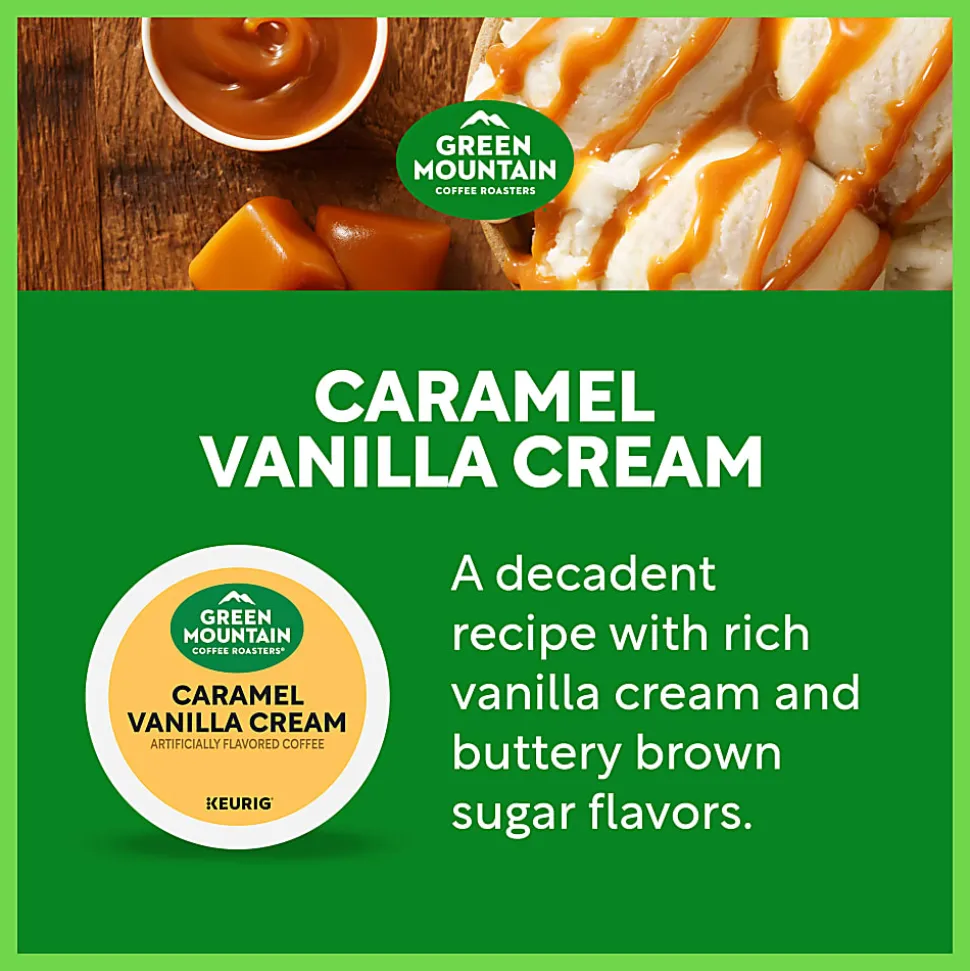 Green Mountain Coffee Roasters® Single-Serve Coffee K-Cup®, Caramel Vanilla, Carton Of 96, 4 Boxes of 24 pods