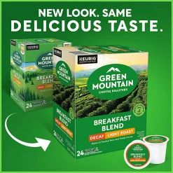 Green Mountain Coffee Roasters® Single-Serve Coffee K-Cup®, Decaffeinated, Breakfast Blend, Carton Of 96, 4 Boxes of 24 pods