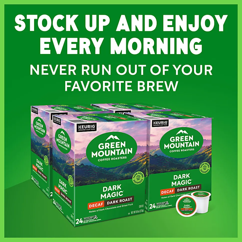 Green Mountain Coffee Roasters Dark Magic Decaf Keurig Single-Serve K-Cup Pods, Dark Roast, 24 Pods Per Pack, Case Of 4 Packs