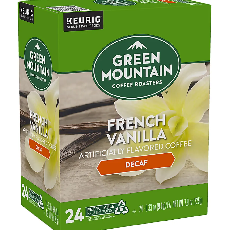 Green Mountain Coffee Roasters French Vanilla Decaf Keurig Single-Serve K-Cup Pods, Light Roast Coffee, 24 Pods Per Pack, Case Of 4 Packs
