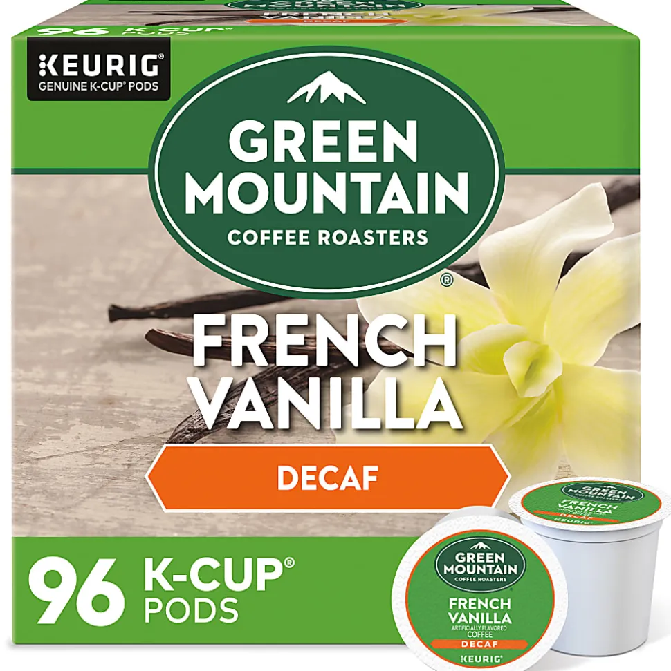 Green Mountain Coffee Roasters French Vanilla Decaf Keurig Single-Serve K-Cup Pods, Light Roast Coffee, 24 Pods Per Pack, Case Of 4 Packs