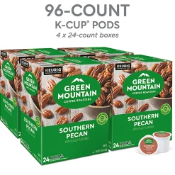 Green Mountain Coffee Roasters Southern Pecan Keurig Single-Serve K-Cup Pods, Light Roast, 24 Pods Per Pack, Case Of 4 Packs