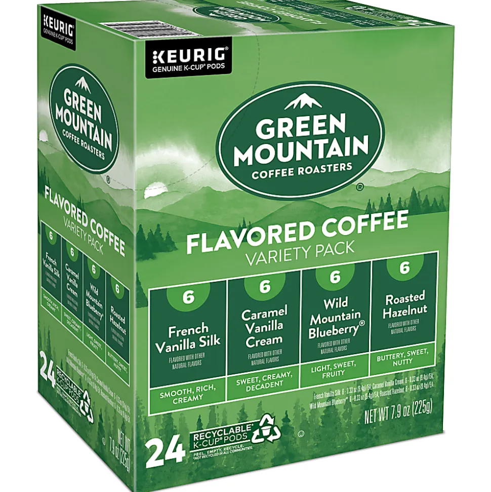 Green Mountain Coffee Roasters Flavored Coffee Variety Pack Keurig Single Serve K-Cup Pods, 24 Pods Per Pack, Case Of 4 Packs