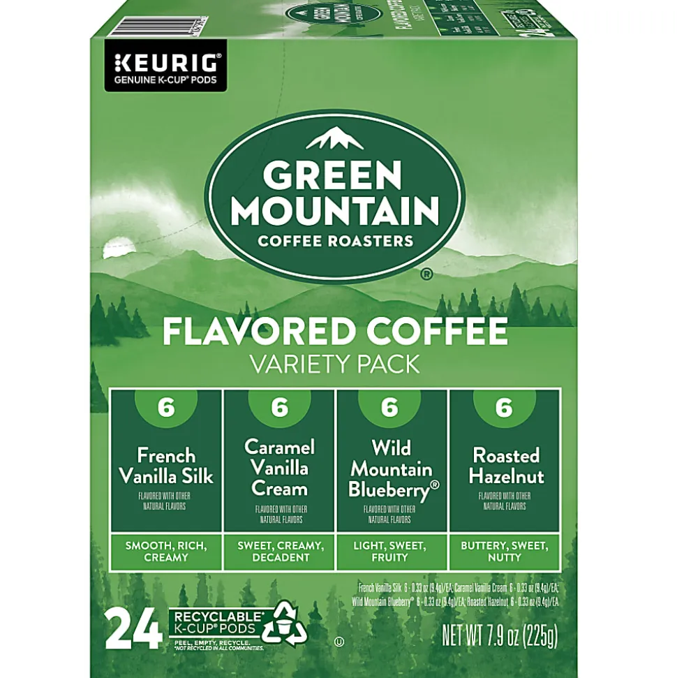 Green Mountain Coffee Roasters Flavored Coffee Variety Pack Keurig Single Serve K-Cup Pods, 24 Pods Per Pack, Case Of 4 Packs