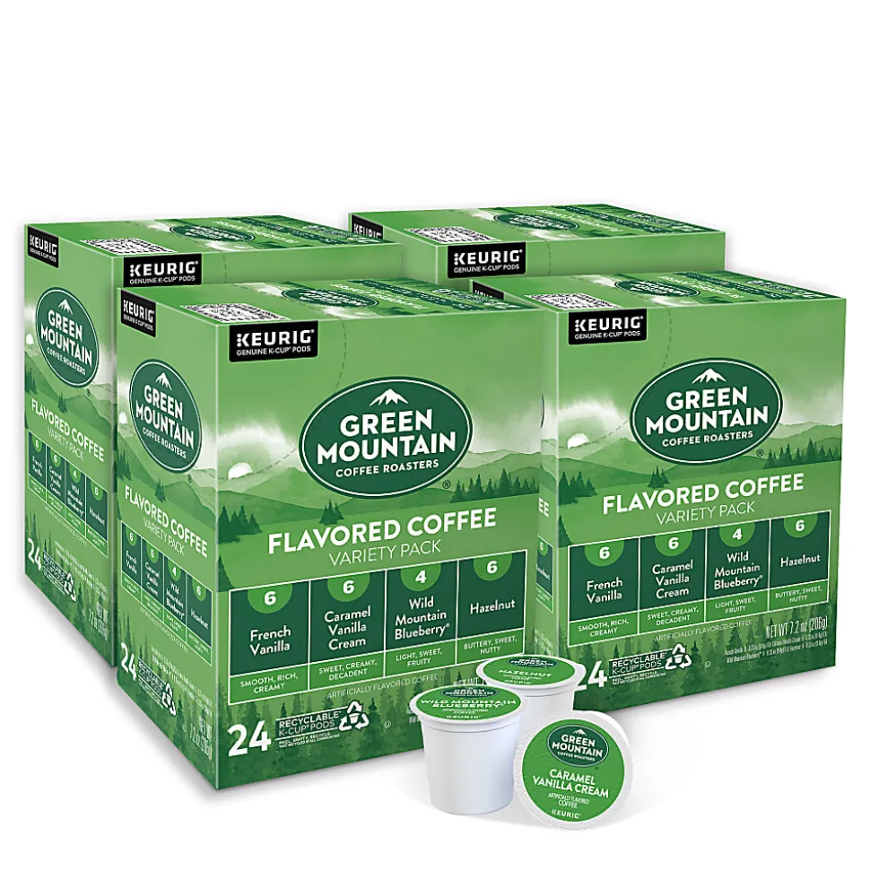 Green Mountain Coffee Roasters Flavored Coffee Variety Pack Keurig Single Serve K-Cup Pods, 24 Pods Per Pack, Case Of 4 Packs