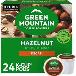Green Mountain Coffee Roasters Hazelnut Decaf Coffee, Keurig Single-Serve K-Cup Pods, Light Roast, 24 Count