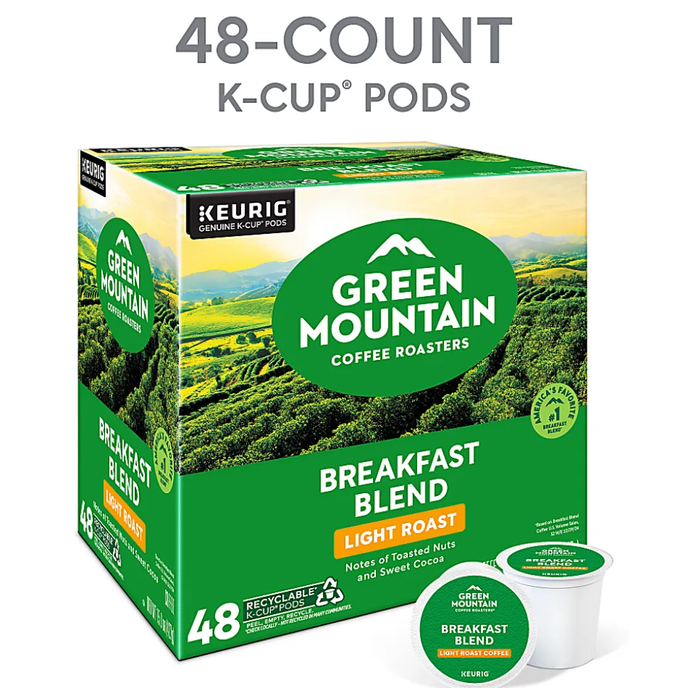 Green Mountain Coffee Roasters® Single-Serve Coffee K-Cup® Pods, Breakfast Blend, Box Of 48