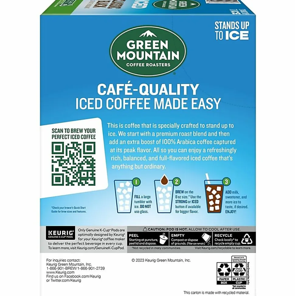 Green Mountain Coffee® Single-Serve K-Cup® Pods, Medium Roast, Brew Over Ice Classic Black, Carton Of 24