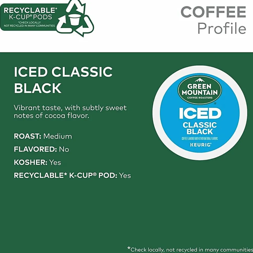 Green Mountain Coffee® Single-Serve K-Cup® Pods, Medium Roast, Brew Over Ice Classic Black, Carton Of 24