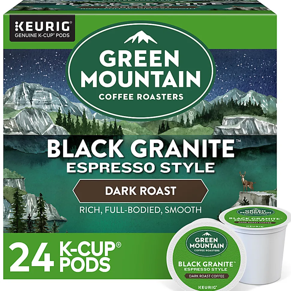 Green Mountain Coffee® Single-Serve Coffee K-Cup®, Black Granite Espresso, Carton Of 24 Pods