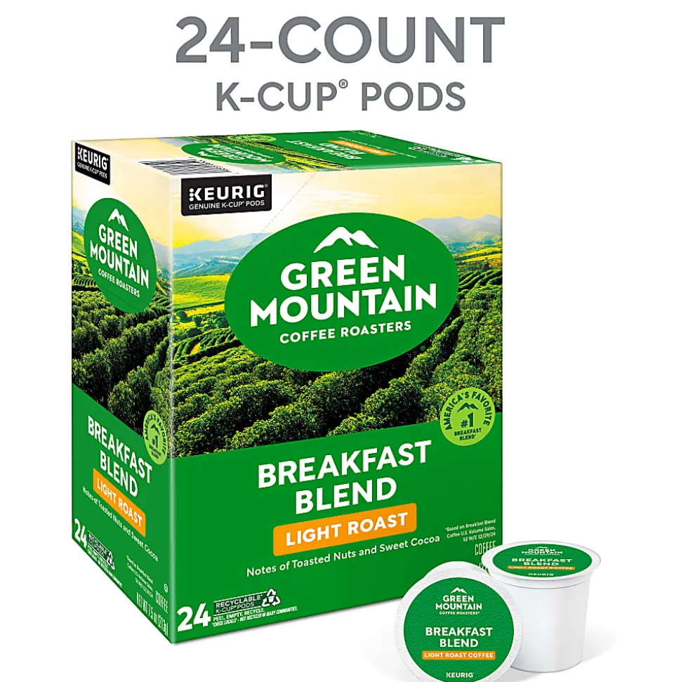Green Mountain Coffee® Single-Serve Coffee K-Cup® Pods, Breakfast Blend, Carton Of 24