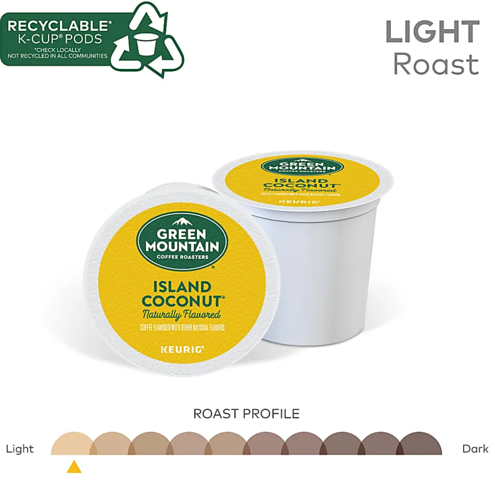 Green Mountain Coffee® Single-Serve Coffee K-Cup®, Island Coconut, Carton Of 24