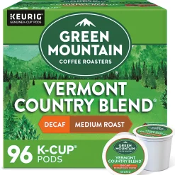 Green Mountain Coffee® Single-Serve Coffee K-Cup®, Decaffeinated, Vermont Country Blend®, Carton Of 96, 4 x 24 Per Box