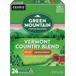 Green Mountain Coffee® Single-Serve Coffee K-Cup®, Decaffeinated, Vermont Country Blend®, Carton Of 96, 4 x 24 Per Box